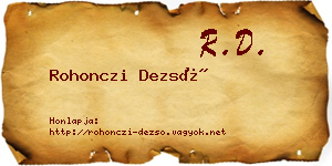 Rohonczi Dezső névjegykártya
